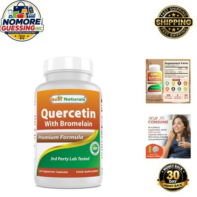 Natural Quercetin & Bromelain Supplement - 120 Easy-to-Swallow Veggie Capsules