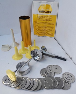 Marcato Ampia Biscuits Cookie Press Set w/ Discs, Handle Gold/Silver Metal