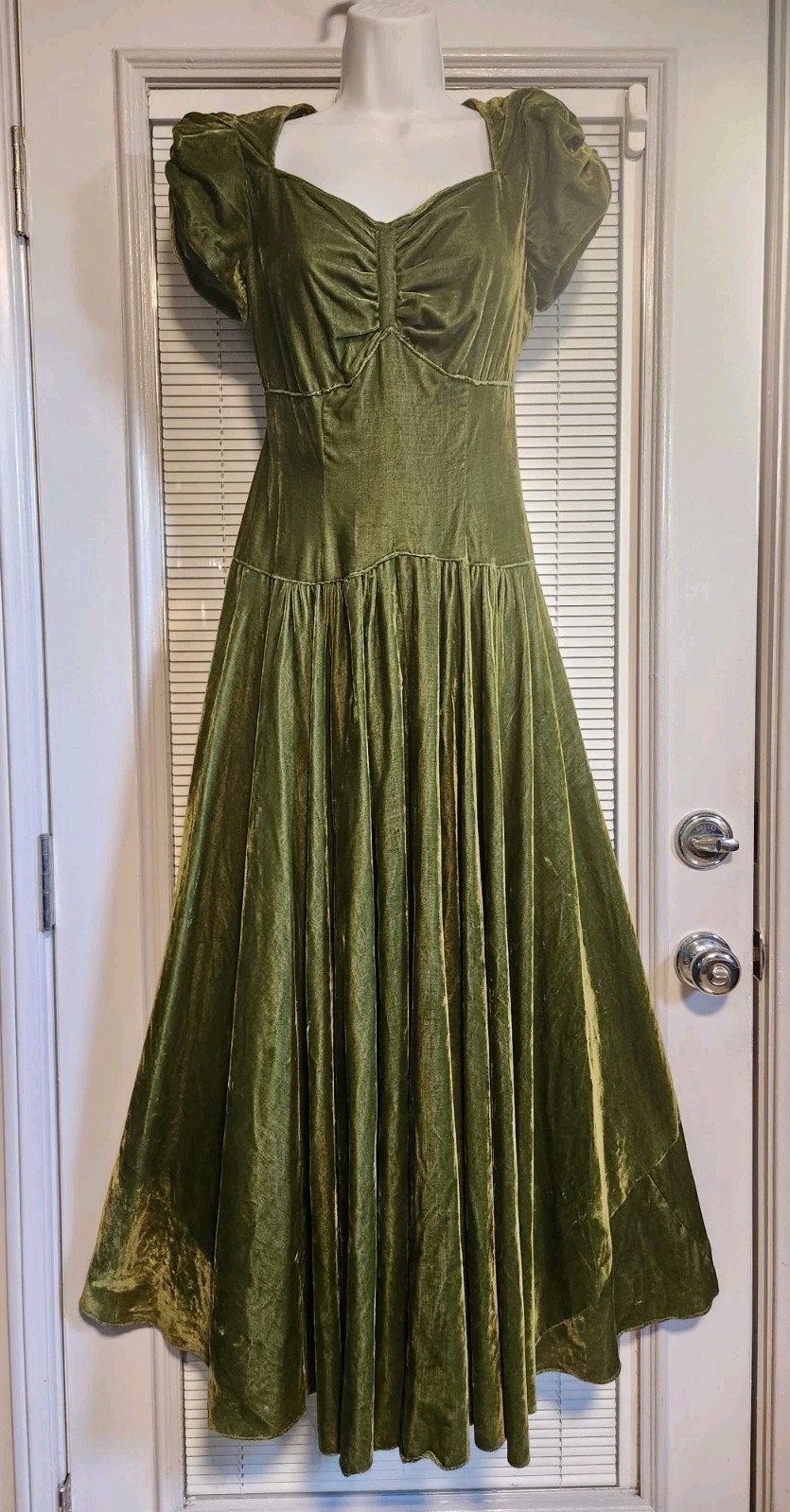 Vintage 1930's Green Velvet Gown Small
