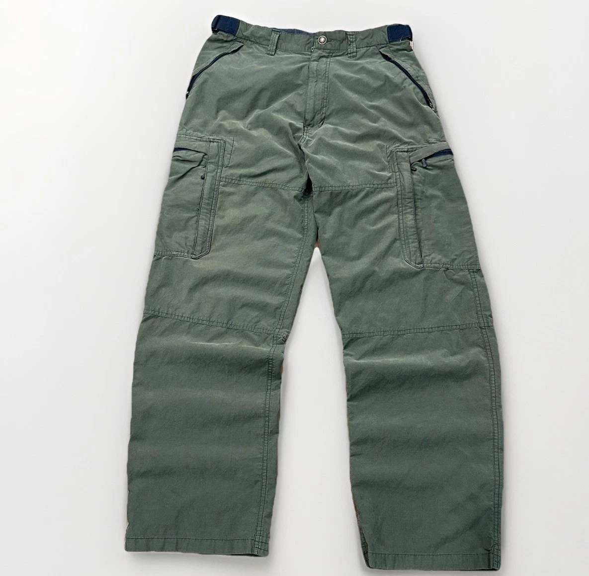 Vintage Emergency Exit Pants Mens 32x32 Green Paratrooper Rave Baggy Adjust 90s