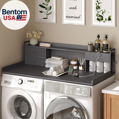 Washer and Dryer Countertop with Charging Station, 2-Titer Large Laundry Counter