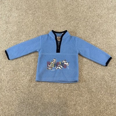 Vintage Tad Little Baby Blue Fleece Quarter Zip Puppy Pullover Sweater 0-6M