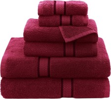 Ultra Soft 6 Piece Towel Set - 100 Cotton Towels - Burgundy