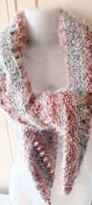 Dreiecktuch gestrickt Handarbeit Unikat rotbraun ,grau,flauschig,NEU