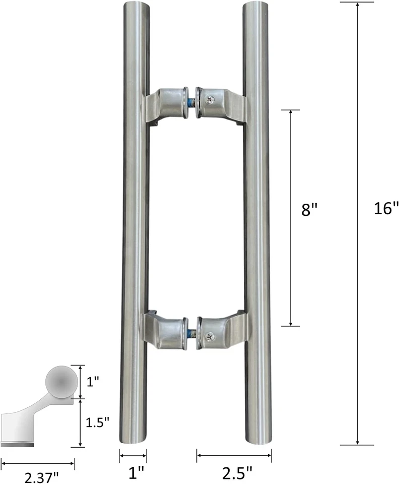 Post-Mount Offset Double-Sided Ladder Style Push-Pull Stainless Door Handle for  - Image 4 of 4