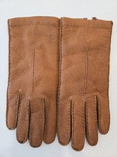 Womens Cork Peccary Leather Gloves Entirely Hand-Sewn Size 7 Cashmere Gala Used