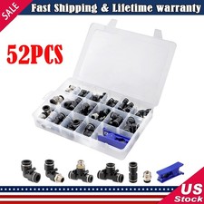 52 PCS Quick Connect Air Hose Fitting Kit 1/4" 3/8" 1/2" Push to Connect Air Fit