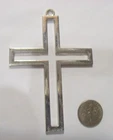 1960s vintage religious pectoral silver tone metal Large cross pendant 54533