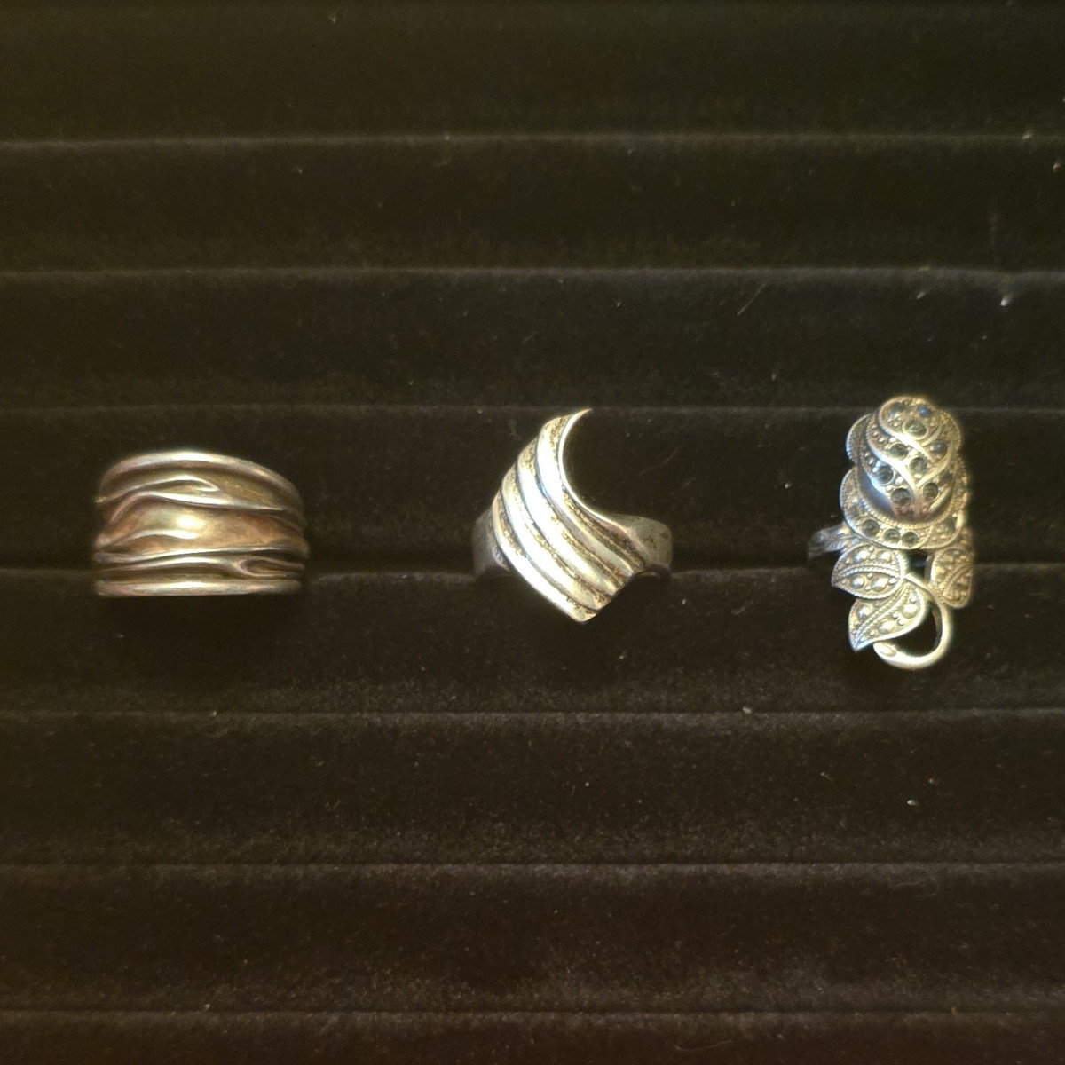 Vintage Sterling Silver Rings. Lot Of 3. Various Sizes. 19g