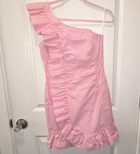 Lilly Pulitzer Tiffani Dress in Havana Pink One Shoulder- Size 2