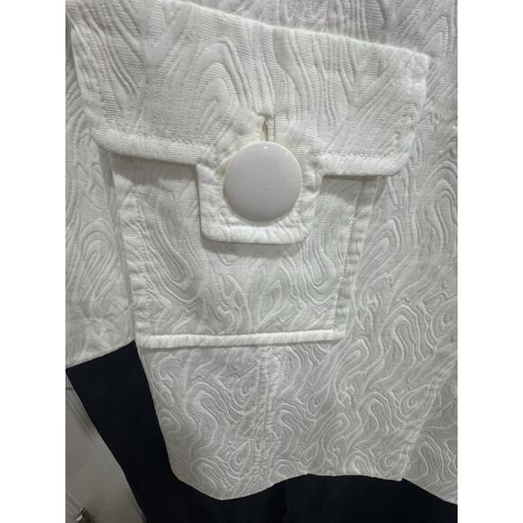 White Patterned Jacket Coat Peter Pan Collar Mod … - image 4