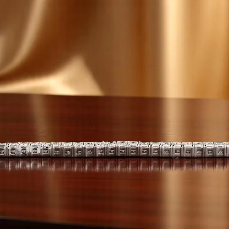 Emerald Cut 12Ct Natural Diamond Tennis Bracelet for any occasion 950 Platinum - Image 3 of 4