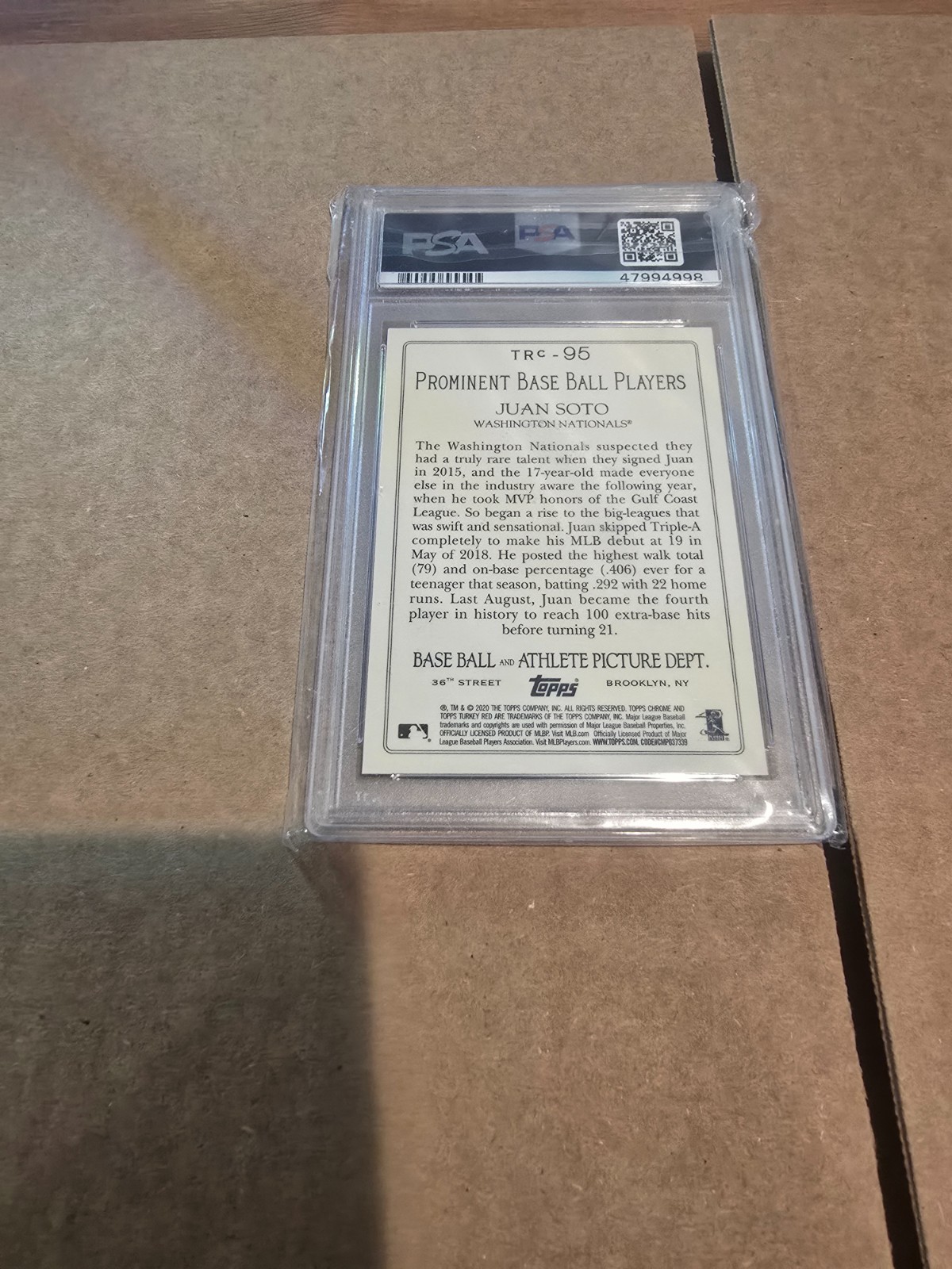 2020 Topps - Turkey Red 2020 Chrome Juan Soto #TRC-95 - PSA 10 (POP 8) view 2