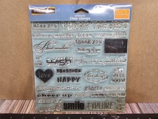Fiskars CELEBRATE CLEAR Cling Stamps SET OF 35 WISH LOVE GIGGLE SMILE EXPLORE