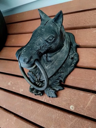 Cast Iron Horse Head Door Knocker Hitching Post Towel Holder Estate Find! - Picture 1 of 7