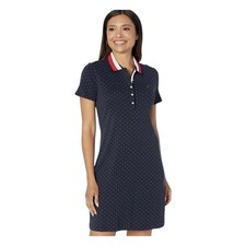 Tommy Hilfiger Micro Polka Dot Polo Shirt Dress Patriotic Size S