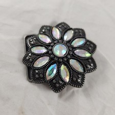 Women's Ornate Floral Rhinestone Gunmetal Gray Belt Buckle for 1.5" belt