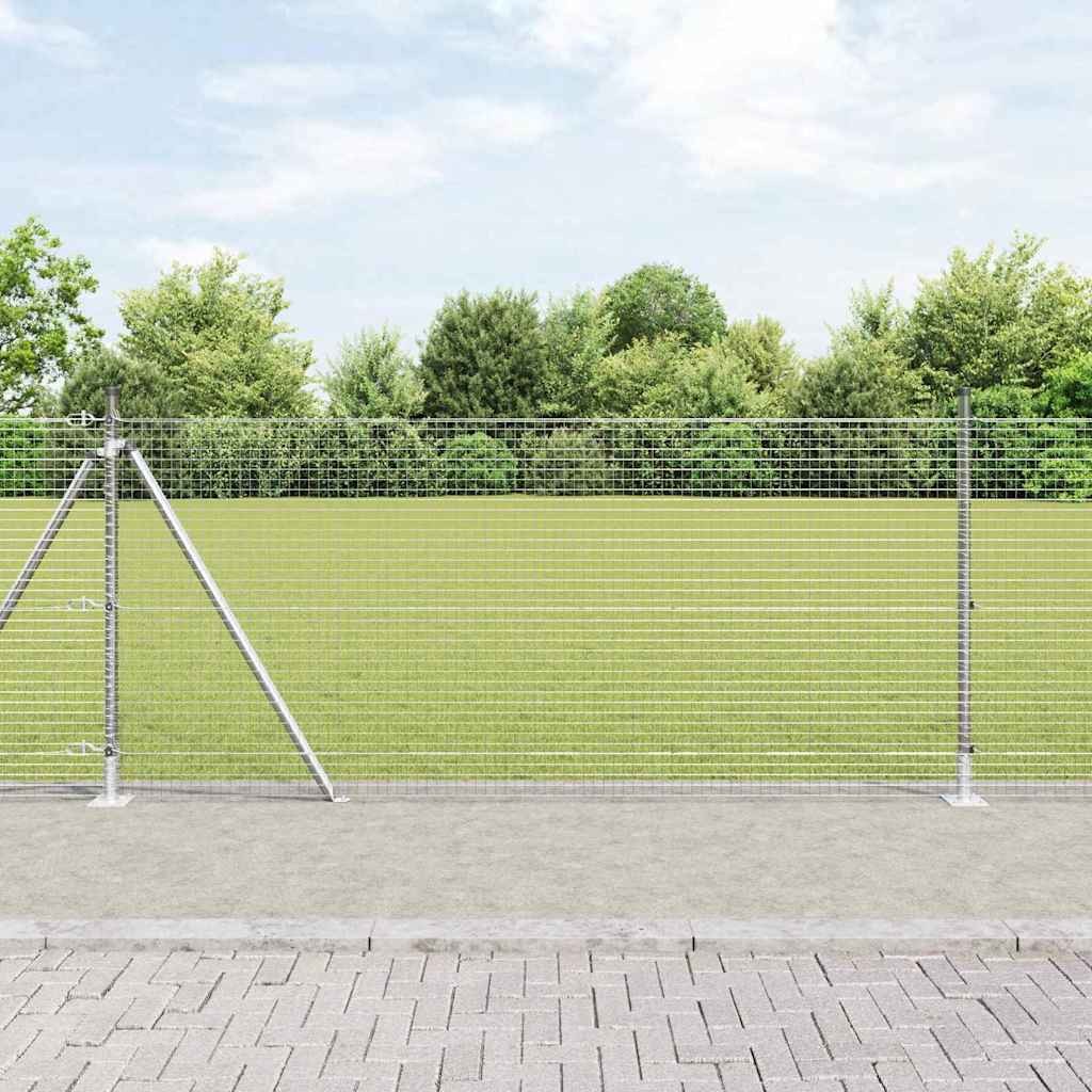 Palo e Rete Recinzione 10x1 m Argento - Maglia Elettrosaldata 25mm