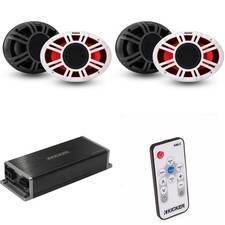 Kicker Marine KPX300.4 Powersports Amp  2 6x9" HLCD Marine LED Speakers  ...