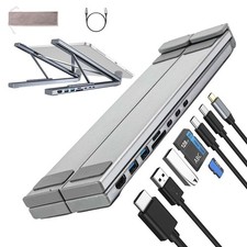 Aluminum Laptop Docking Station Stand 8 Port with Fast Charging and Card Slots