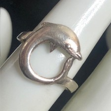 B0229 Sterling Silver 925 Dolphin Animal Ring Size 6.5 2.4gr