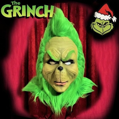 GRINCH latex MASK + GLOVES Christmas COSPLAY How Grinch Stole