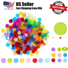 250 Transparent 8 Color Clear Bingo Counting Chip Plastic Markers Each Measur...