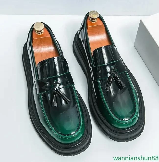 GALET Men\'s Patent Slip-On Loafers  Forrest Green Size FR 43 / US 10 Adler Dark Green Patent Leather Penny Loafers main image 3