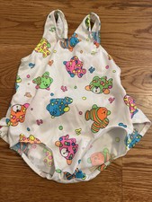 Vintage Carters Baby Bathing Suit Swimsuit Neon Fish 18M