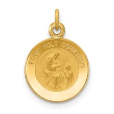 14k Yellow Gold First Communion Medal Charm