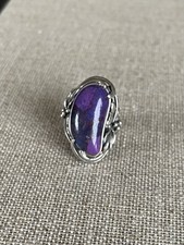 Vintage Sterling Silver Southwestern Purple Stone Ring 925 Size 8.75