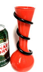 Vintage Czech / Bohemian Orange & Black Tango Art Glass Vase 7” MCM … Perfect! — photo 1