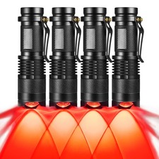 4 Pack Red Light Flashlight, 3 Modes Red LDE Red Flashlight for Astronomy, Ni...