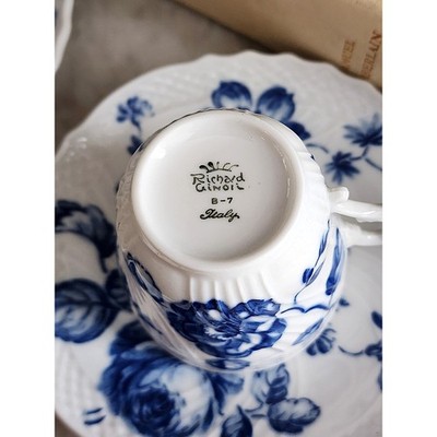 Richard Ginori Italy Blue Rose Espresso Cups and Saucer set | eBay