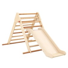 Pikler Set Triangolo Pieghevole Triangolo Climber con Scivolo-Naturale