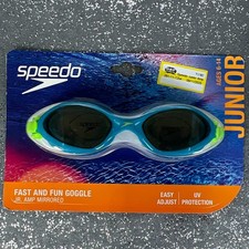Speedo Junior Amp Mirrored Swim Goggles Blue/Green Ages 6-14 UV-AntiFog