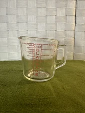 Vintage GLASBAKE Red Lettering 2 Cup 500ml Glass Measuring Cup