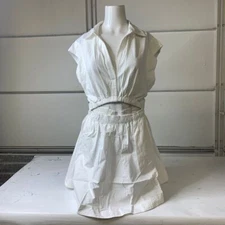 ANTHROPOLOGIE Short-Sleeve Cutout Mini Dress Women's Size Large White