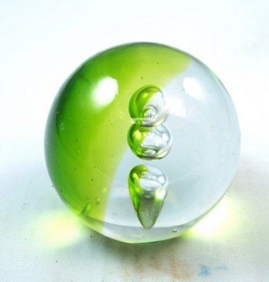 M Design Art Glass 3 Bubbles Floating Through a Field Paperweight PW-665 [Kitch