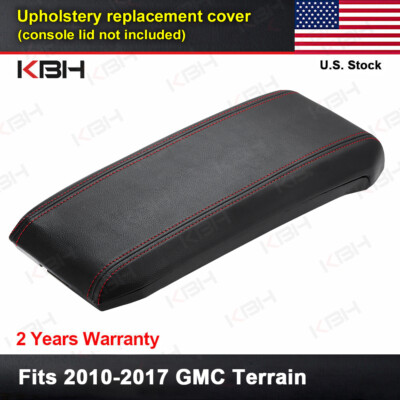 Fits 2010-2017 GMC Terrain Vinyl Leather Console Lid Armrest Cover Red Stitch