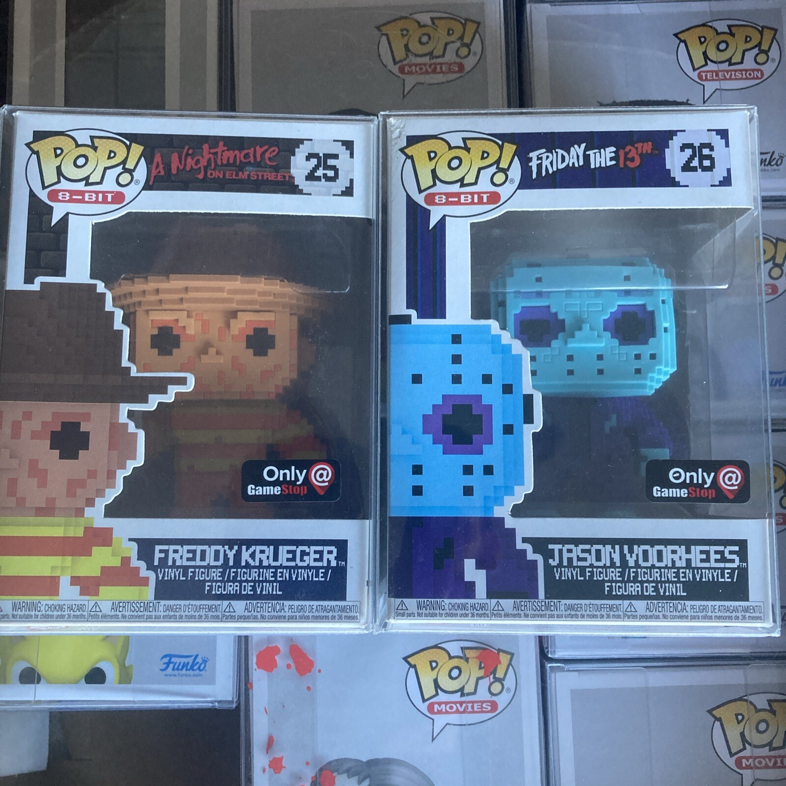 Funko Pop 8-Bit Jason Voorhees & Freddy Bundle with Protectors – GameStop Exclusive