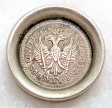 1848 Button Double Eagle "Viribus Unitis" Hungarian Empire Silver Shank 18mm