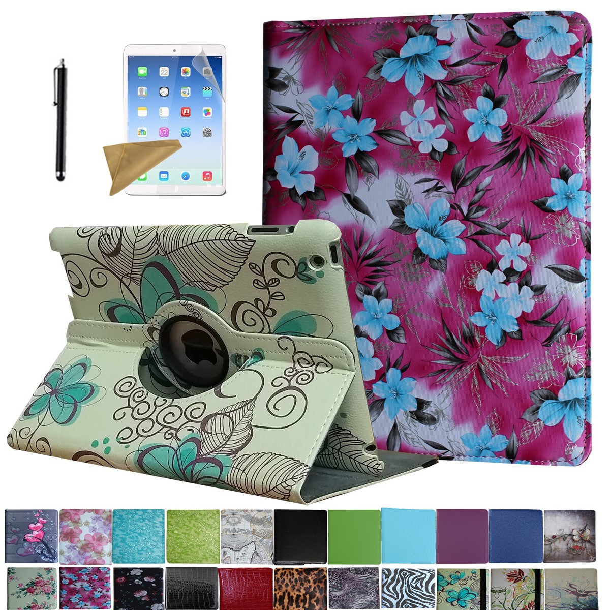 Apple IPad 2/3/4 360 Rotating Magnetic PU Leather Case Smart Cover Stand USA