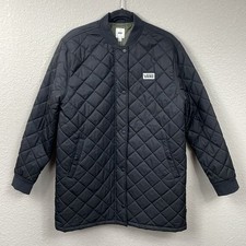 Vans Boom Boom Ii Quilted Long Jacket Black Flight Bomber Sz L