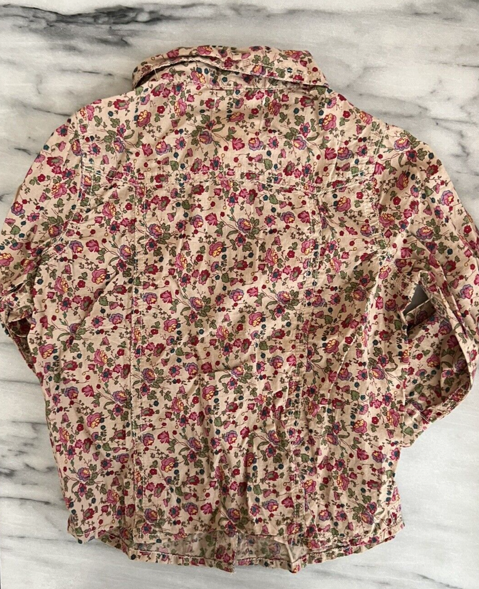 Peek Baby Girl Floral Cotton Blouse sz XL 18-24M Snap Closure