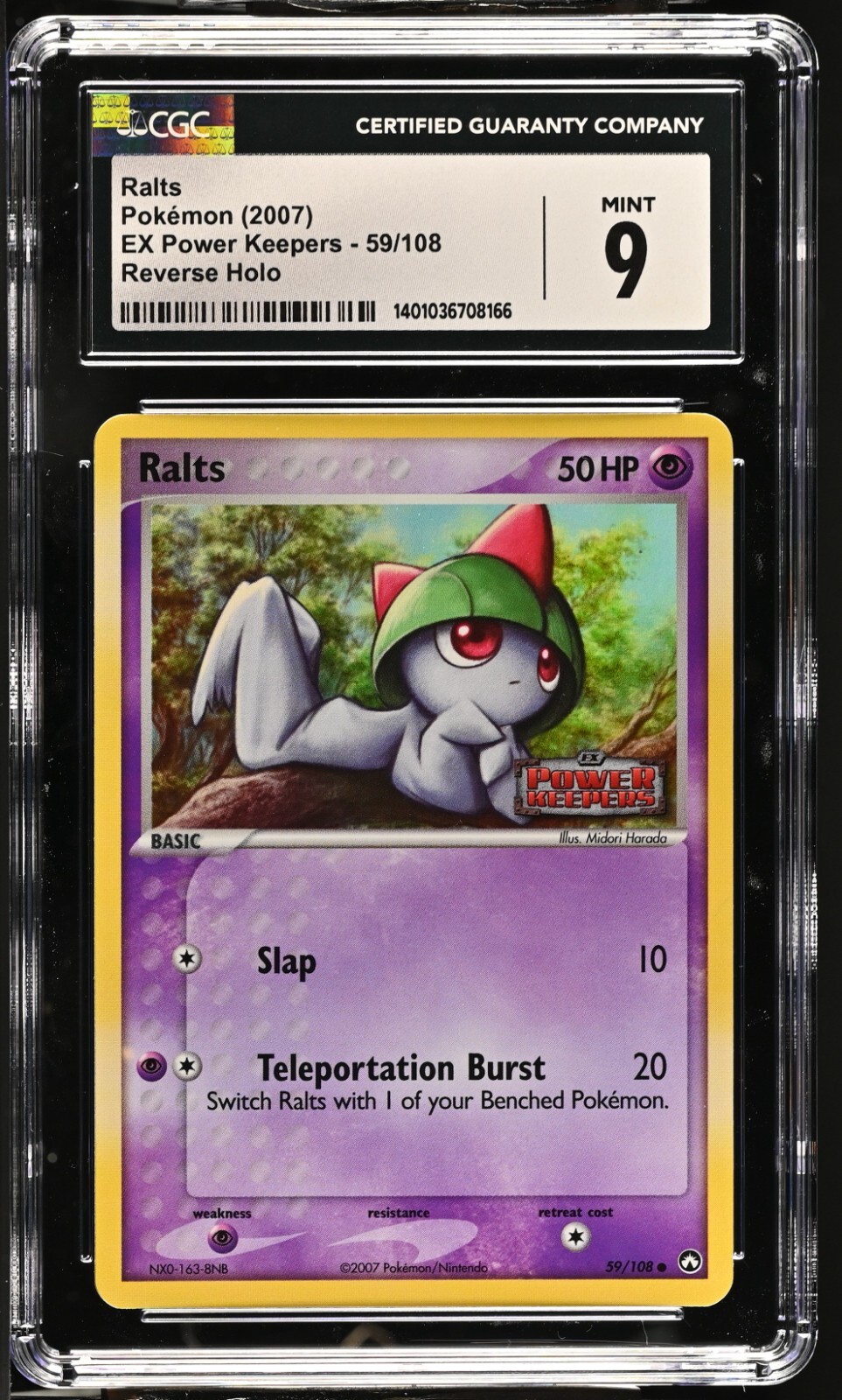CGC 9 Ralts Reverse Holo 59/108 EX Power Keepers Pokemon Card