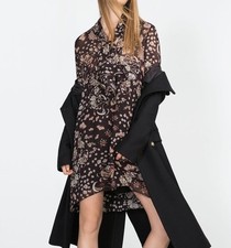 NWT ZARA PRINTED DRESS DARK BROWN SIZE SMALL SOLD OUT RARE LIMITED