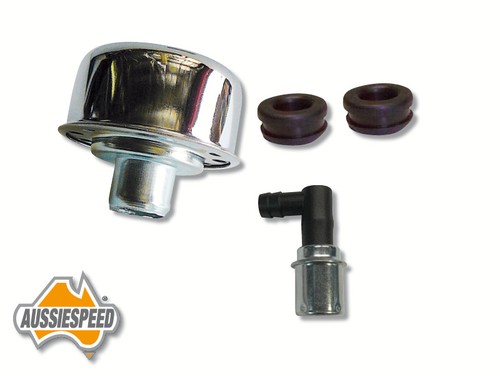 Rocker cover breather kit chrome oil cap, grommets, pcv valve ...