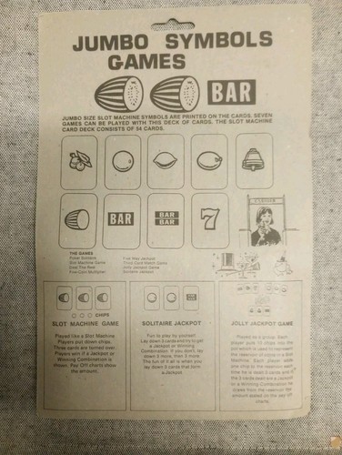 Vintage New Sealed Slot Machine Card Game 54 Cards Jumbo Symbols - Picture 2 of 5
