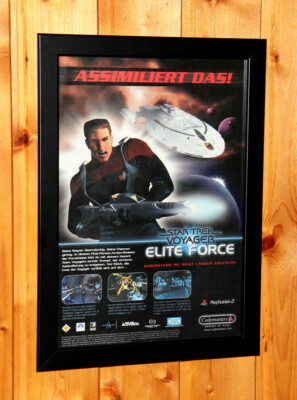 2002 Star Trek Voyager   Elite Force Small Poster / Vintage Ad Page Framed PS2 